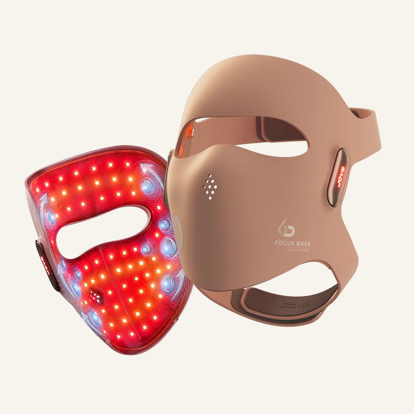 JOVS 6D Laser & EMS Anti-Aging Mask, front and inside
