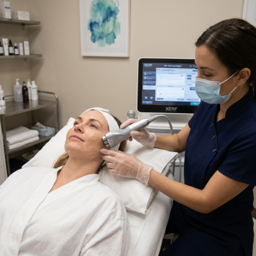 XERF RF skin tightening treatment being performed, Package of 2 at Top Beauty Center.